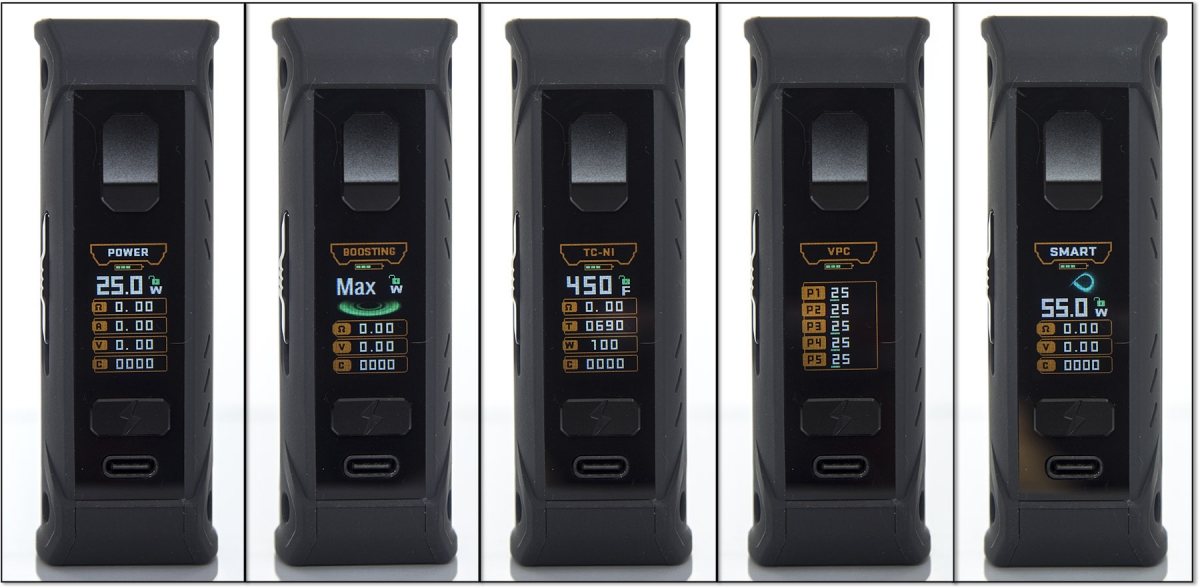 GeekVape Aegis Eteno E100i Kit controls and menus