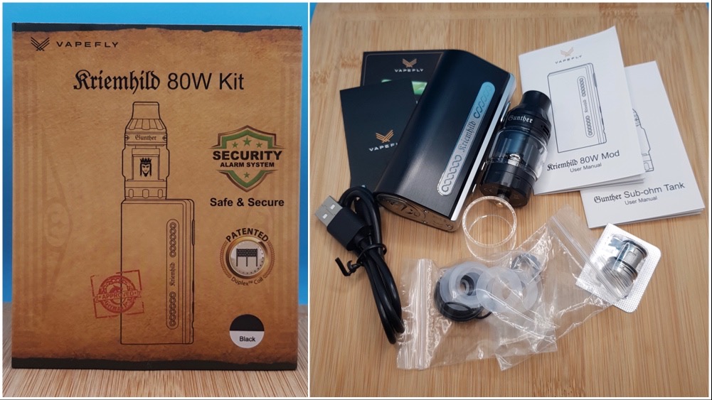 Vapefly Kriemhild 80W kit box and contents
