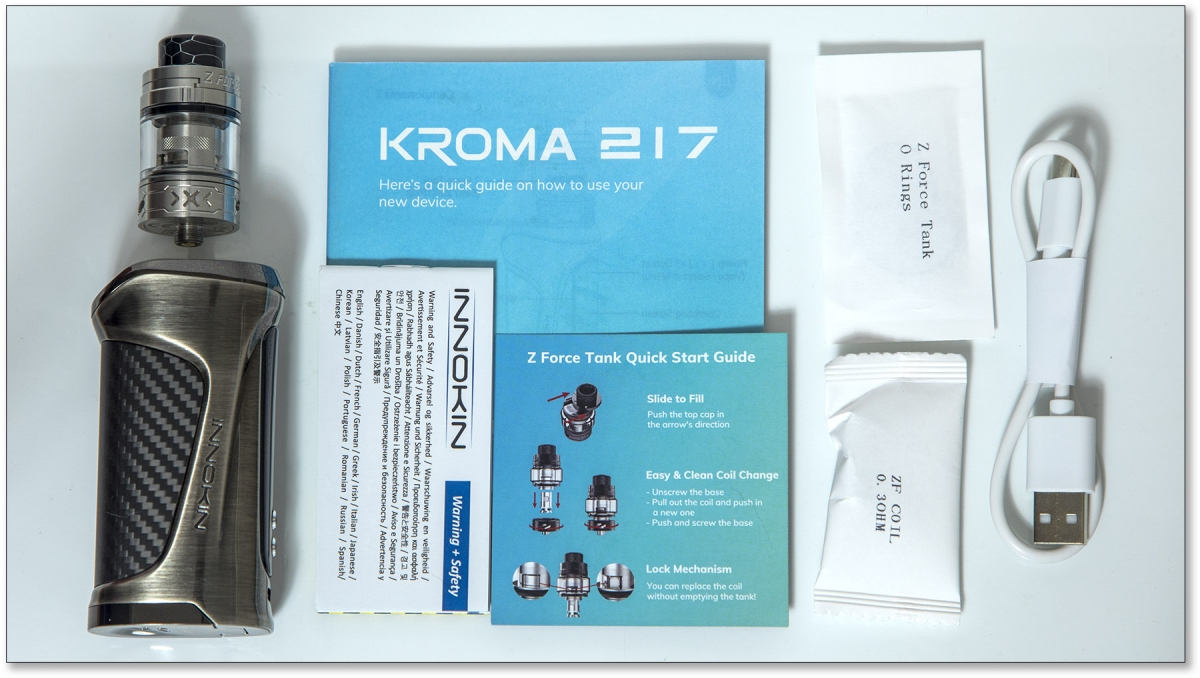 Innokin Kroma 217 & Z Force Kit contents