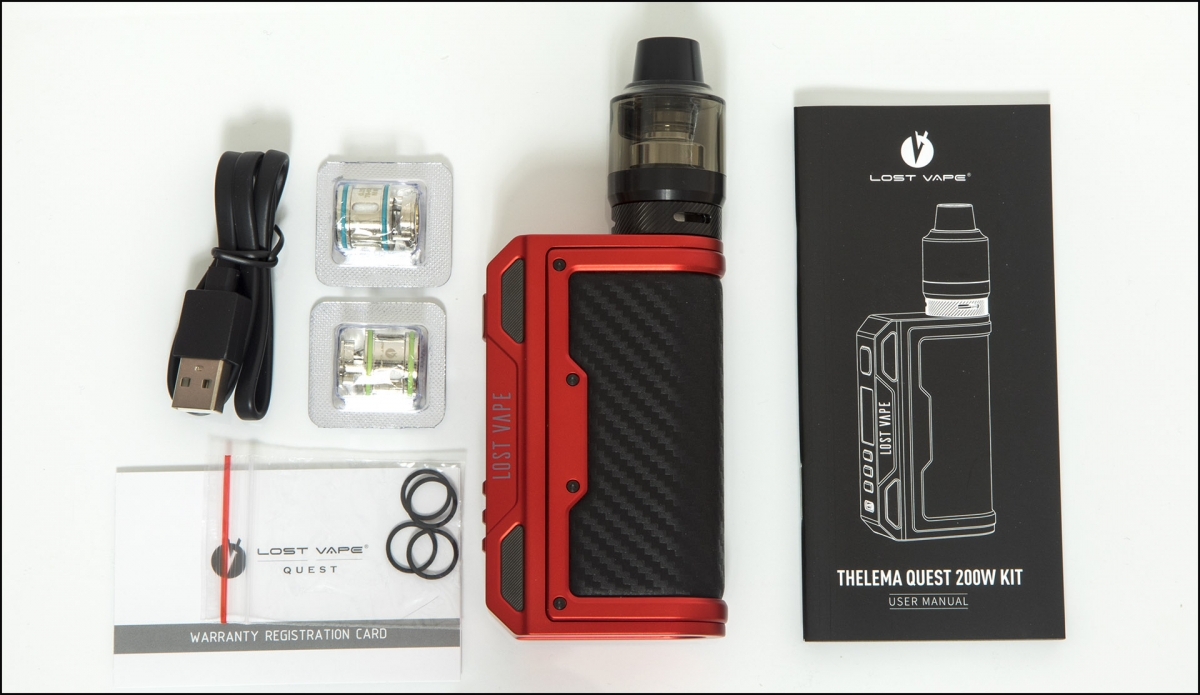 Lost Vape Thelema Quest & UB Pro 200W Kit (Solid Version) full contents