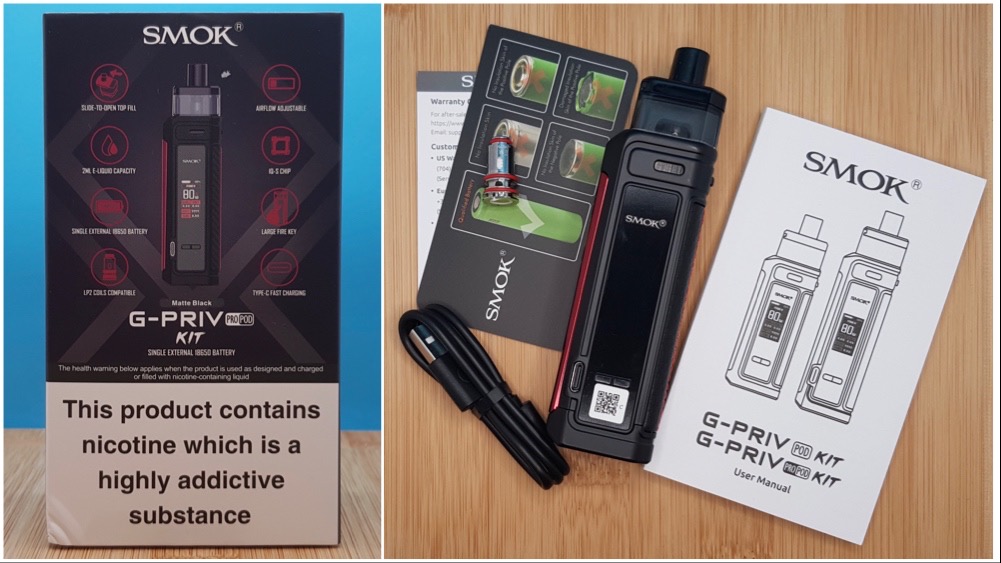 Smok G-Priv Pro Pod kit packaging and contents