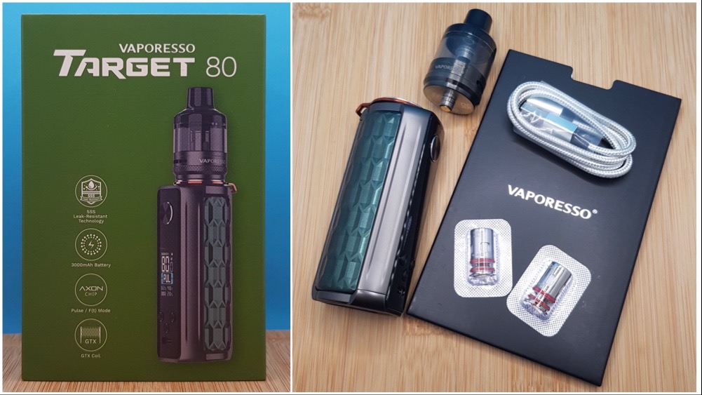 Vaporesso Target 80 Kit box and contents