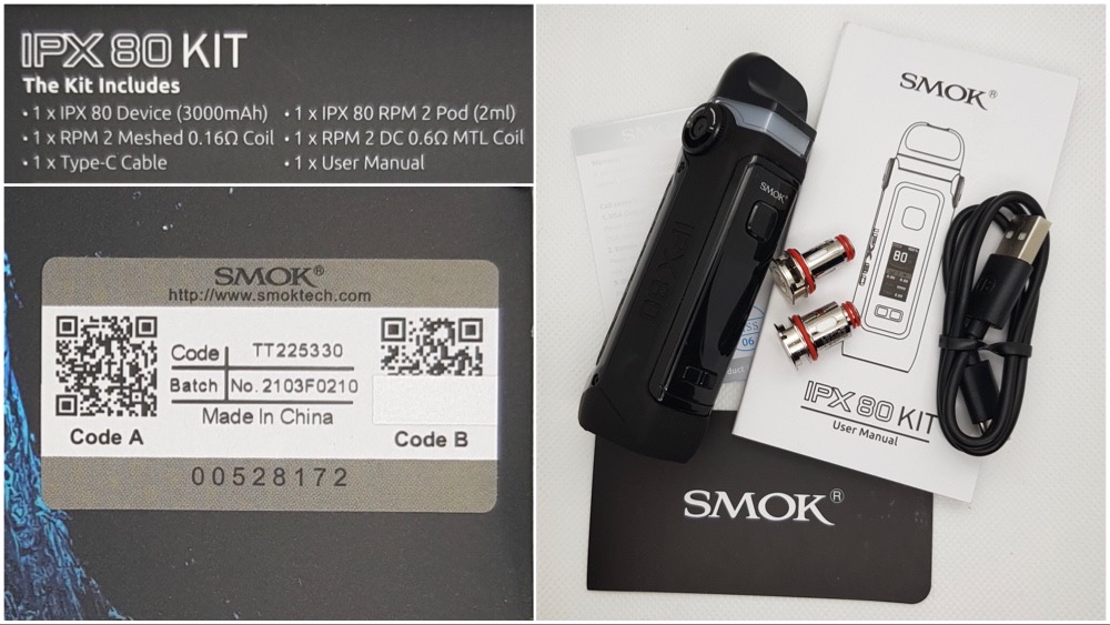 Smok IPX-80 kit contents and unboxing
