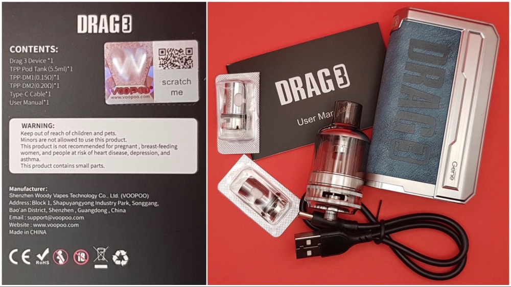 Voopoo Drag 3 Kit box and contents