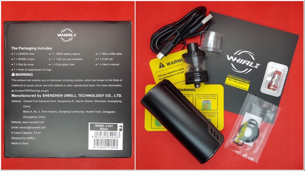 UWell Whirl II Kit contents and packaging