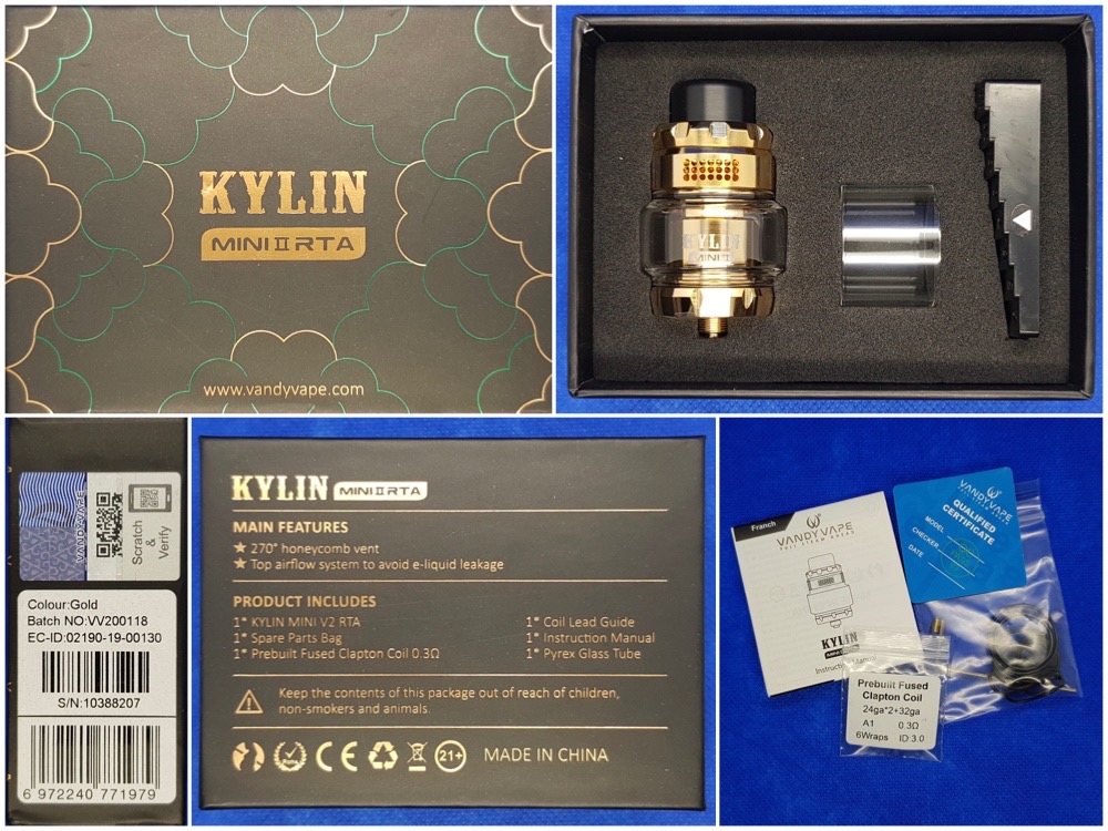 Kylin Mini II RTA packaging and contents