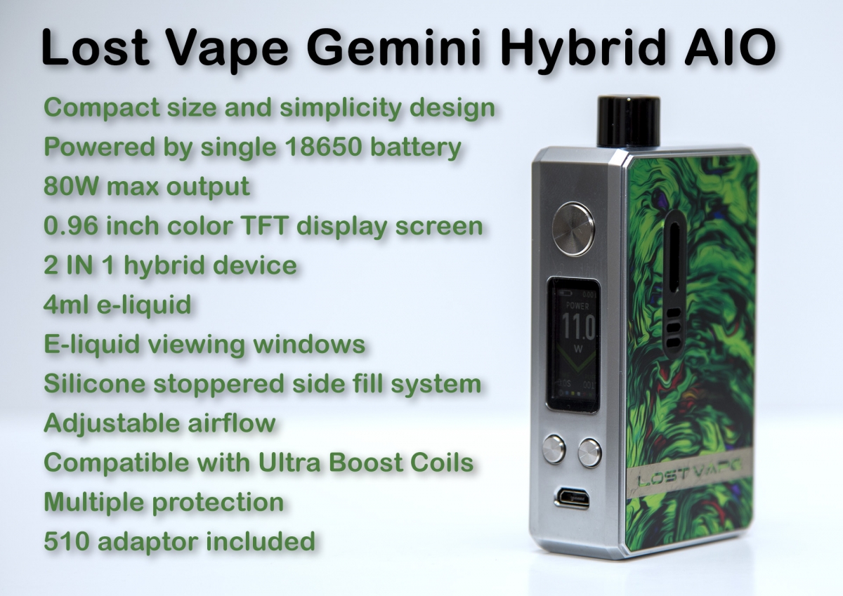 Lost Vape Gemini Hybrid details