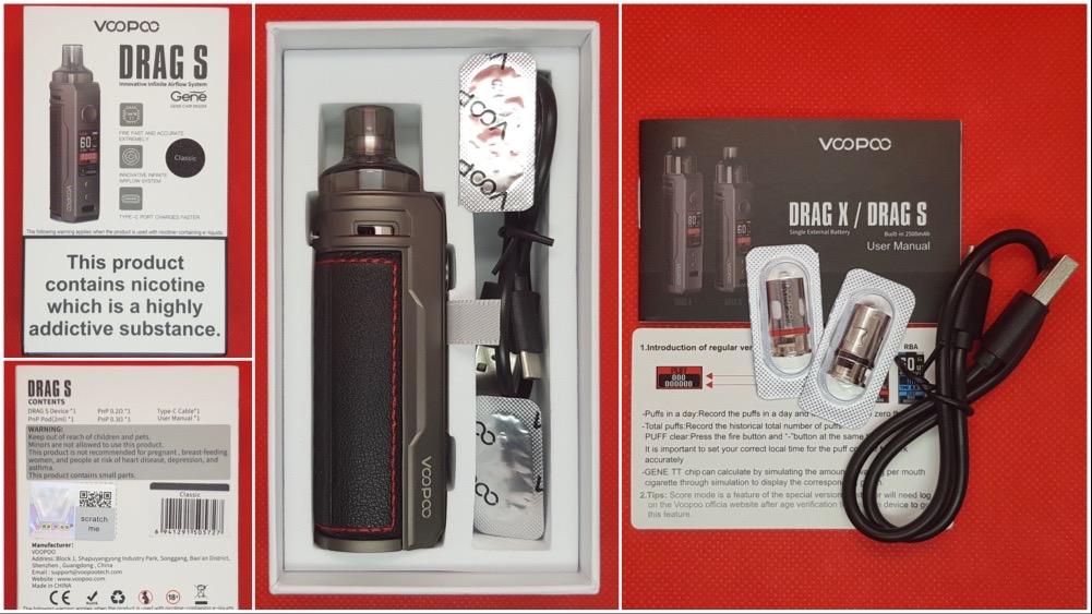 Voopoo Drag S contents and packaging