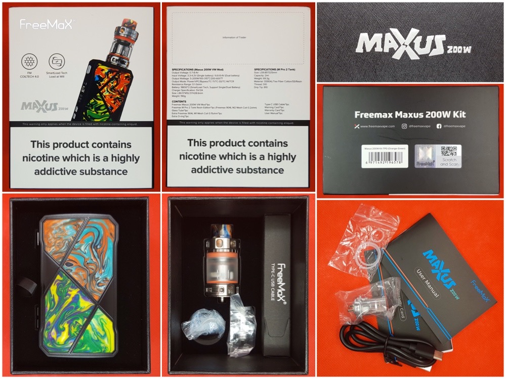 FreeMax Maxus 200w kit specs and contents