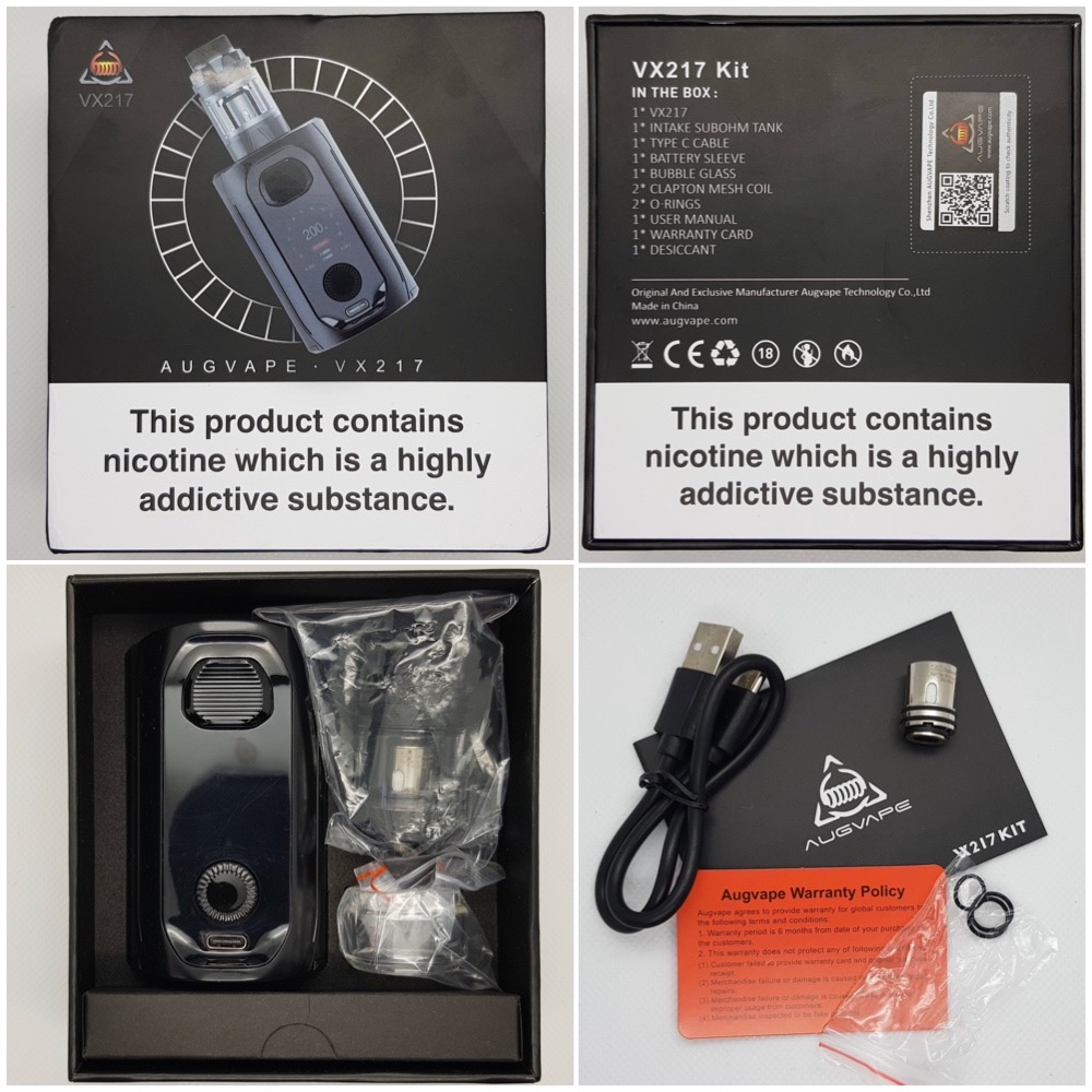 Augvape VX217 Kit packaging and accessories