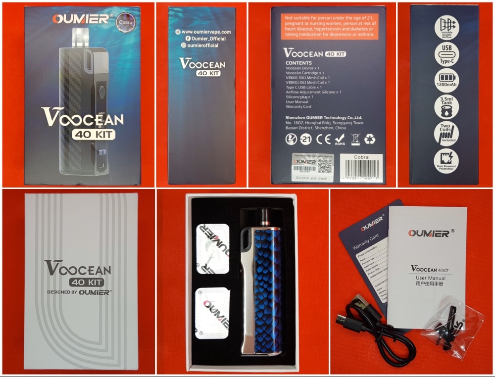 Oumier Voocean 40 kit packaging and contents