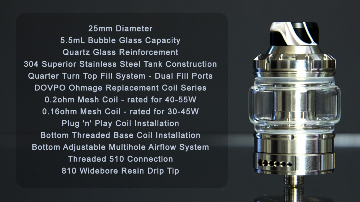 The Ohmage Sub-Ohm Tank by Dovpo specs