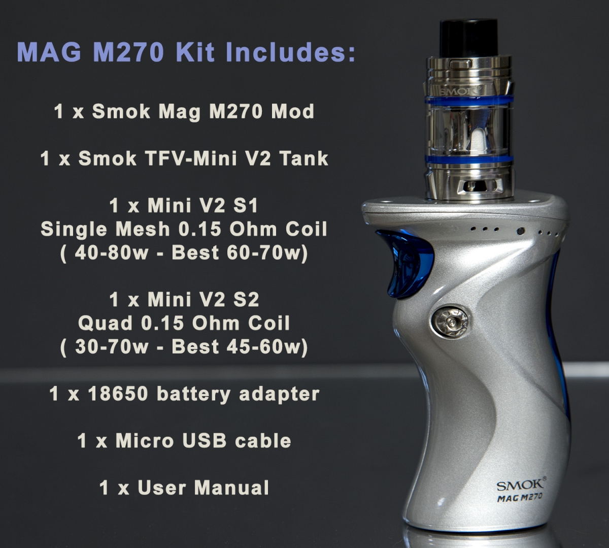 Smok Mag M270 & Baby V2 Kit contents