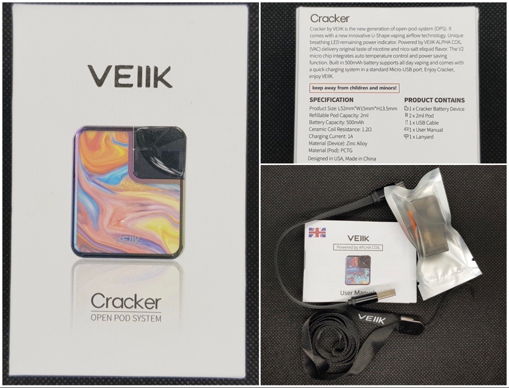 Veiik Cracker open pod system full packaging